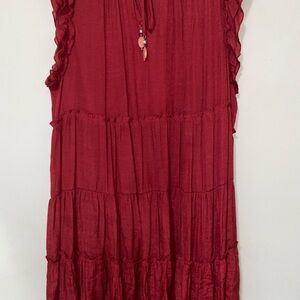 Red sleeveless Tiered Dress